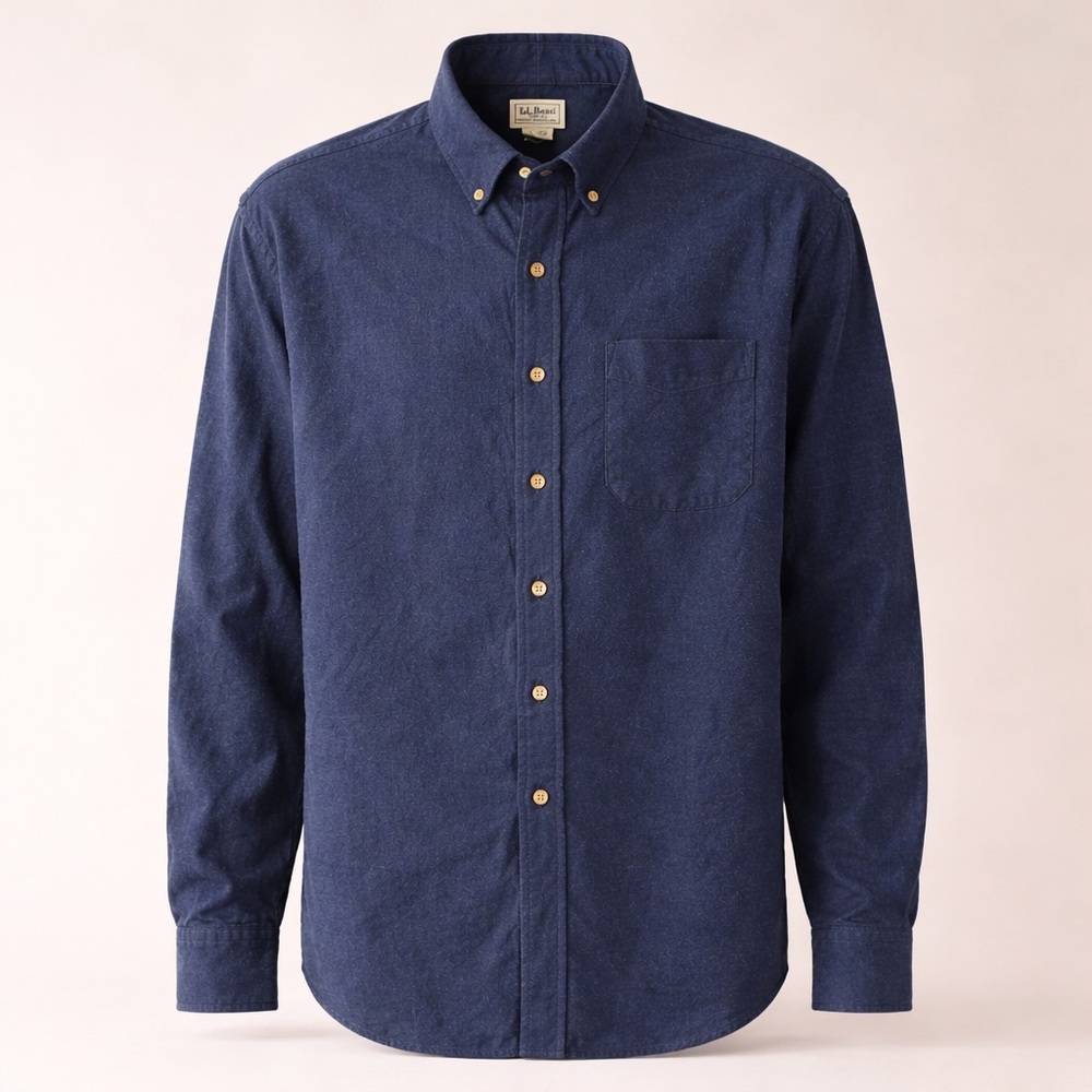 ❄️L.L. Bean 100% Cotton Button Down Shirt XXL Reg Navy Classic Fit